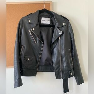 SSENSE Stand Studio Black Polly Biker Jacket 36